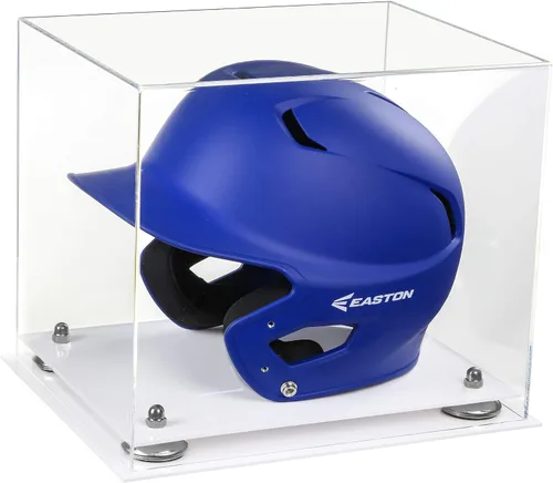 Vista 95 de Better Display Cases Vitrina acrílica para casco de bateo de béisbol con espejo, elevadores rosados, montaje en pared y base de espejo (V22/A012)