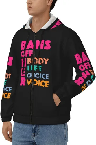 Vista 3 de Bans Off Our Bodies - Sudadera con capucha para hombre, manga larga, con cremallera