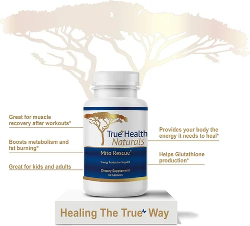 Vista 5 de True Healing Naturals - Mito Rescue, Suplementos de apoyo mitocondrial, 60 cápsulas vegetarianas