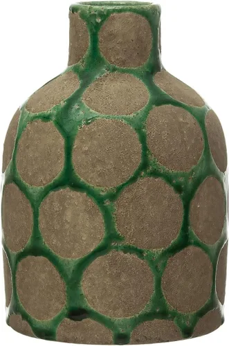 Vista 6 de Creative Co-Op Jarrón terracota con puntos de alivio de cera y asas