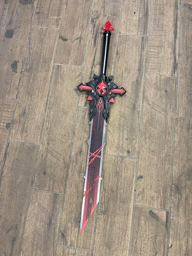 Vista 2 de Fantasía Estilo Genshin Metal Espada Cosplay Anime Espada Cetro Blade Disfraz
