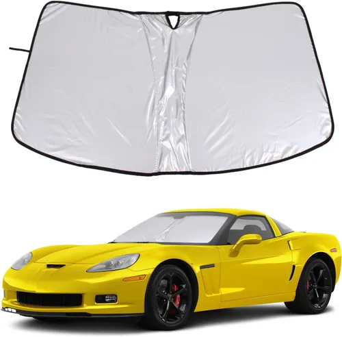 Vista 13 de Parasol para parabrisas para Chevrolet Corvette C6 2005-2013, parasol para ventana delantera, visera solar reflectante plegable, cubierta protectora