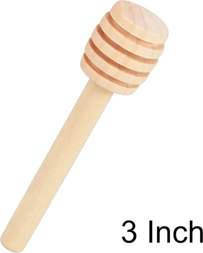 Vista 3 de Palitos de madera de miel, 3 piezas, mini cucharas de miel para tarro de miel, dispensar agitador de mezcla