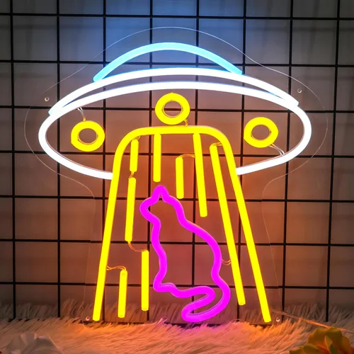 Vista 11 de Letrero de neón de astronauta, astronauta sentado en el planeta tocando guitarra, luz LED de neón, decoración de sala de juegos, decoración de museo