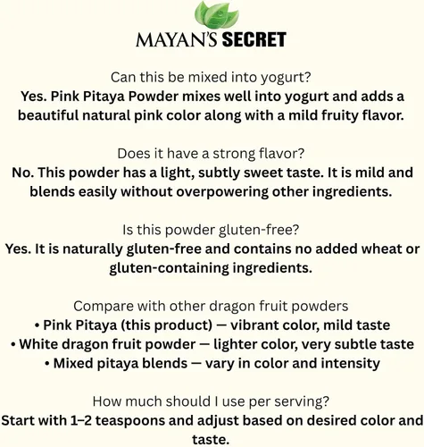 Vista 8 de Mayan's Secret 3.5oz Pitaya Rosa Polvo Orgánico Dragonfruit Vitamina C
