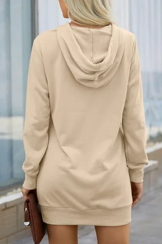 Vista 3 de PRETTYGARDEN Sudadera con capucha para mujer, de otoño, a la moda, con cordón, ligera, manga larga, sin botones, vestido con capucha
