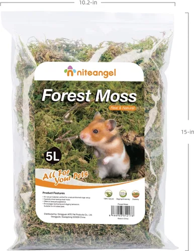 Vista 5 de Niteangel Cama de musgo natural suave de musgo de bosque de 5L para hámsters sirios enanos, jerbos, ratones, degus u otros animales pequeños