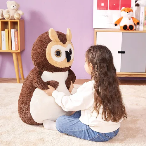 Vista 4 de IKASA Juguete de peluche de búho gigante, juguete de peluche grande de 23 pulgadas para niños, niñas, niños, novia y niños