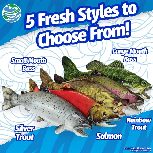 Vista 3 de Real Planet Peluche de pesca – Sockeye Salmon Trucha Bass Peluche de peluche para niños, regalos de pesca para hombres, juguetes de peluche de peces