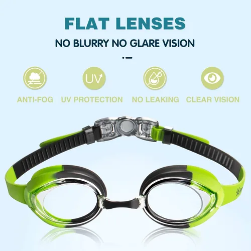 Vista 2 de Gafas de natación Keary Kids para niños pequeños, niños y jóvenes (3-12), antiniebla, impermeables, anti-UV, visión clara, gafas de piscina