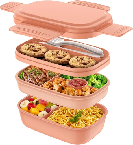 Vista 11 de HOMETALL Caja Bento para Adultos, Envases de Almuerzo para Hombres y Mujeres con 8 Compartimentos, Envases de Almuerzo con Utensilios, 1900ML/51 OZ