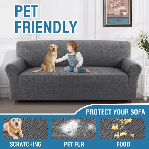 Vista 4 de H.Versailtex 2025 Fundas de sofá Jacquard para sofá de 3 cojines, 1 pieza de fundas elásticas para sofá, protector de muebles antideslizante, suave
