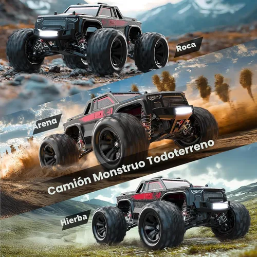 Vista 4 de MEW4 Coche RC sin escobillas de 1/16, camiones todoterreno RC 4X4, autos RC portátiles rápidos 26.1 mi/h para adultos, auto RC de alta velocidad