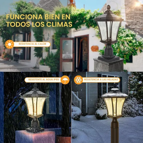 Vista 4 de Luces solares para poste del atardecer al amanecer, lámparas solares para exteriores con base de montaje en muelle, cabezal de luces exteriores