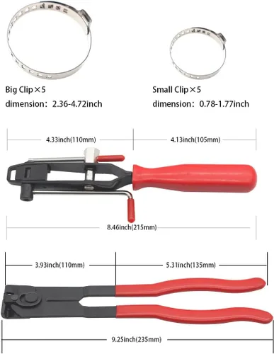 Vista 7 de Kit de alicates de abrazadera de arranque CV con 10 bandas de crimpado tipo oreja para ejes de automóviles y ATV CV axle boot crimping tool with