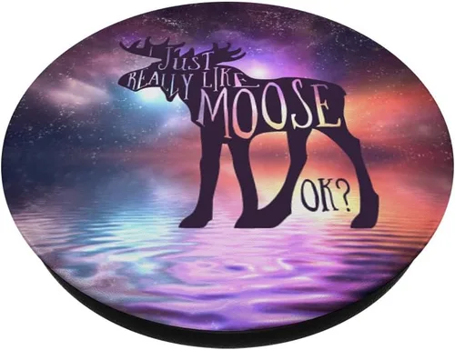 Vista 2 de I Just Really Like Moose Ok? Space Nebula Deer Gift PopSockets intercambiables PopGrip