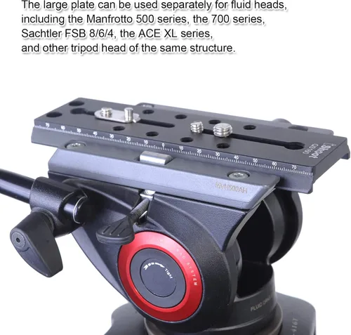 Vista 4 de iShoot Placa de liberación rápida para cámara, base de montaje QR compatible con trípode fluido, serie Manfrotto 500, serie 700 y Sachtler FSB