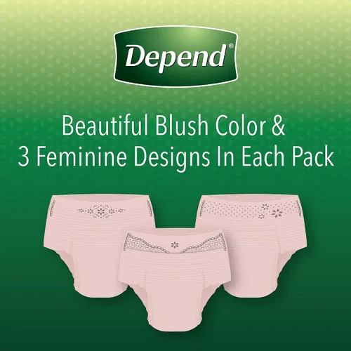Vista 6 de Depend Ropa interior desechable de protección fresca Pretina femenina Estilo pequeño, 47915, máximo, 38 Ct