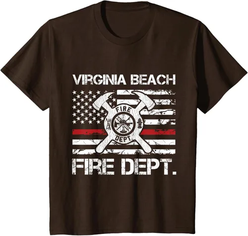 Vista 8 de Virginia Beach Virginia Fire Department - Camiseta delgada de línea roja, Negro