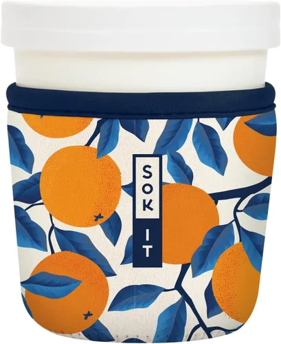 Vista 128 de Sok It IceCreamSok - Funda de neopreno aislada (flores abstractas, pintas de helado cónicas)