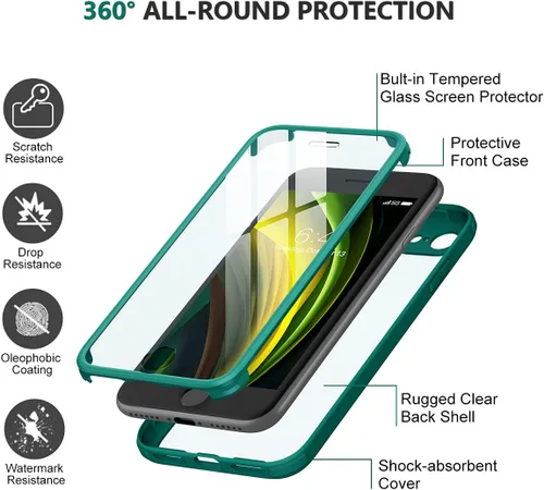 Vista 420 de Miracase Serie de vidrio para iPhone 11 de 6.1 pulgadas, funda protectora de cuerpo completo resistente mejorada con protector de pantalla de vidrio