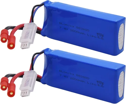 Vista 8 de Batería y cargado con conector plátano Blomiky, 2 uds, 7.4 V, 2000 mAh, para SYMA X8C X8W X8G X8HD X8HW X8HG 506HG JXD 506G Holy HS300 HS400