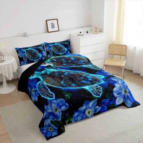 Vista 180 de Erosebridal Juego de edredón de hojas de cannabis, juego de ropa de cama de marihuana con estampado colorido de plantas, decoración bohemia de 2