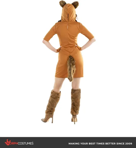 Vista 5 de fun shack Mujer Fn4176 Brown Hooded Dress with Attached Fox Ears, Sewn-in Tail Detail Included, Perfect for Halloween, Great for Dress-Up