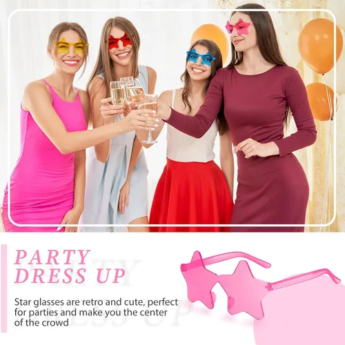 Vista 6 de RTBOFY 12Pcs Star Sunglasses for Women Candy Party Sunglass Bachelorette Sunglasses Star Party Favors Halloween Sunglasses