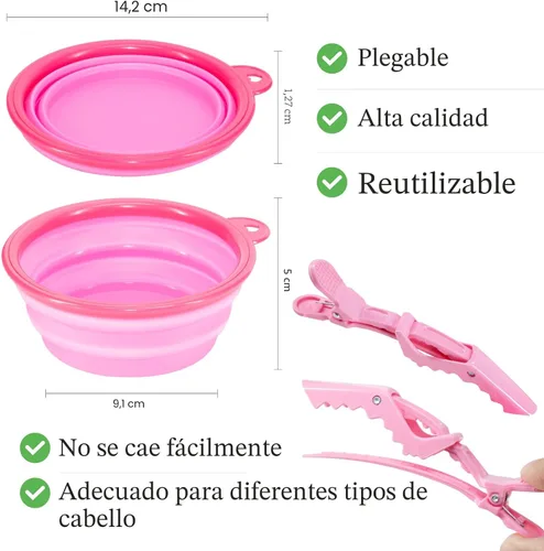 Vista 3 de Asqraqo Kit de 11 piezas para colorear el cabello, herramientas profesionales de salón para mezclar bricolaje, incluye clips, cuenco, cepillo