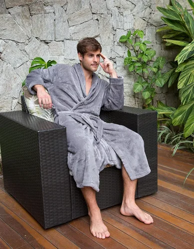 Vista 5 de Simplicity Bata de baño de lujo tipo kimono de felpa con bolsillos laterales para hombre y mujer