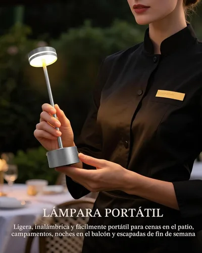 Vista 4 de Paquete de 2 lámparas de mesa LED inalámbricas recargables, lámpara de escritorio LED portátil de 5000 mAh, funciona con pilas, luz de mesa