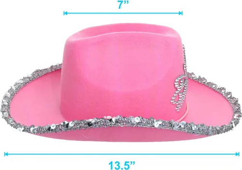 Vista 3 de GiftExpress Sombrero de vaquera con tiara rosa parpadeante LED para niño - tamaño infantil