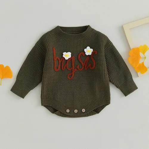 Vista 2 de YINGISFITM Trajes a juego para hermanos para bebé, niña, niño, suéter de burbujas, mameluco, camisasudadera, ropa de otoño e invierno