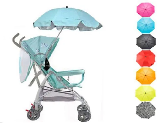 Vista 3 de Paraguas para sombrilla y sombrilla, cubierta de toldo de lluvia para cochecito de bebé, silla de ruedas, protección contra rayos UV Rosado