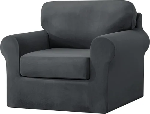 Vista 66 de UNBBRRL Fundas de sofá de 3 piezas para sofá, funda de terciopelo elástico para sillón con 1 funda de cojín de asiento y 1 funda de respaldo