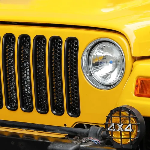Vista 3 de JeCar para Jeep TJ Grill Inserts, Insertos de rejilla de malla para Jeep Wrangler TJ 1997-2006 (negro)