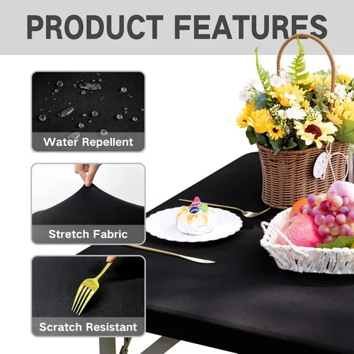 Vista 4 de Mantel Cuadrado Ajustable Cubierta de Mesa Elástica Mantel Elástico Stretch Spandex Cubierta Superior de Mesa Tapa de Mesa para Comedor Cocina Hogar