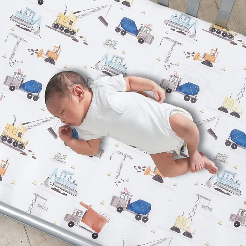 Vista 5 de Bedtime Originals Construction Zone - Juego de ropa de cama de 3 piezas para cuna de bebé