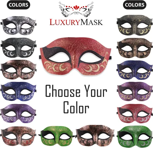 Vista 6 de Máscara de mascarada para hombres y mujeres, máscara de aspecto antiguo para fiesta veneciana, fiesta de máscaras, Halloween y baile de máscaras