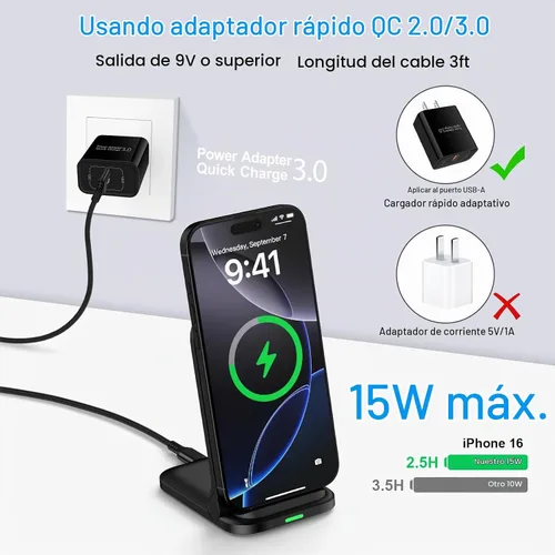Vista 2 de Base de carga inalámbrica plegable Samsung de carga rápida para Samsung Galaxy S25 Ultra S24 FE S23 S22 S21 S20 Z Flip7, estación de carga