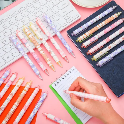 Vista 4 de 180 bolígrafos kawaii a granel, lindos bolígrafos kawaii, suministros de papelería, tinta de gel de Navidad, regalos de regreso a clases, tinta