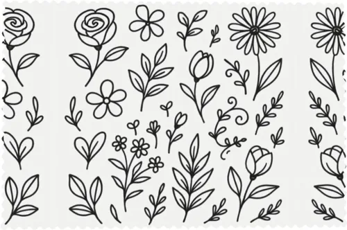 Vista 8 de Rectangular Placemats Set of 4, Heat Resistant Flower Doodles Printed Kitchen Dining Table Mats