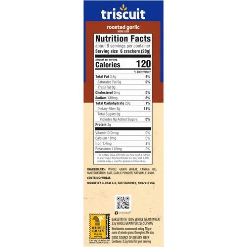Vista 18 de Triscuit galletas de trigo integral de grano entero con sabor a ajo tostado, 6 cajas de 8.5 onzas cada una