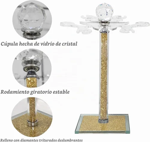 Vista 3 de Soporte para copa de vino de cristal, 14 "H Gold Wine Cup Holder Dorado