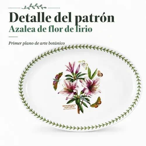 Vista 2 de Portmeirion Botanic Garden - Plato ovalado de 15 pulgadas, diseño de azalea