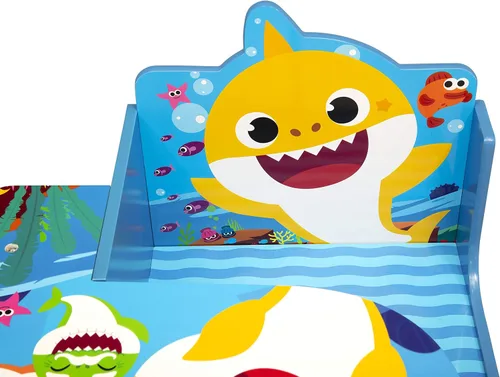 Vista 9 de Escritorio con silla Baby Shark con compartimento de almacenamiento - Ideal para artes y manualidades, hora de merienda, educación en casa, tareas