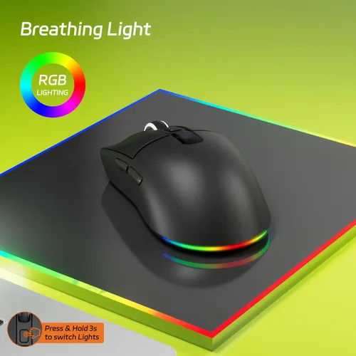 Vista 5 de Uciefy Ratón inalámbrico Bluetooth, triple modo (2.4G+BT5.0+BT5.1), mouse Bluetooth LED, USB C recargable con pantalla LED, ratones de computadora