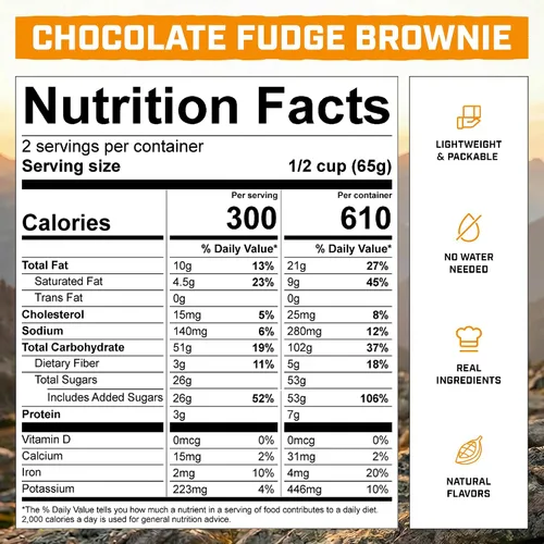 Vista 2 de Peak Refuel Fudge Brownie Bites, refrigerio liofilizado para camping, 1