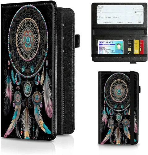 Vista 148 de Funda para chequera para hombres y mujeres, cartera de cuero RFID con ranuras para tarjetas de crédito, soporte de cheques duplicados personales